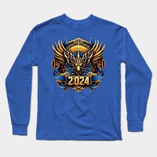 Wooden Gold Blue Dragon 2024 Long Sleeve T-Shirt